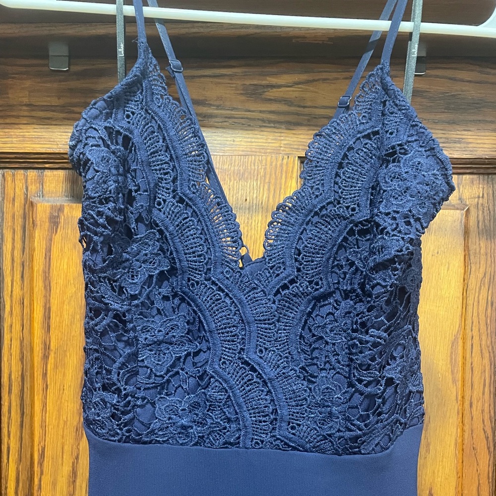 Lulu’s floor length navy dress